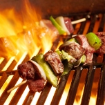 beef shish kabobs on the grill