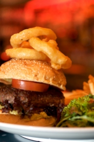 Burgers and Fried Onion Rings