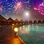 Festive New Year's fireworks over Maldives