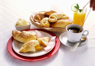 Breakfast with Cheese Pastries and Orange Juice Hotel