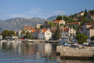 Perast town embankment, Bay of Kotor, Montenegro