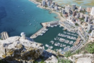 High angle view of the marina in Calpe, Alicante, Spain