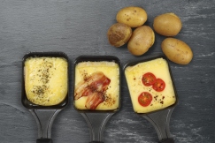 Raclette trays and potatoes