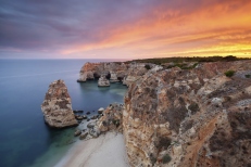 Sunset at Marinha Beach in Algarve