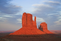 View of buttes at sunrise in Monument Valley
