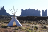 Indian teepee on desert landscape Monument Valley Utah