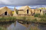 Small houses on Uros islands.