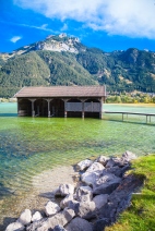 Boathouse at lake Achensee in Austria